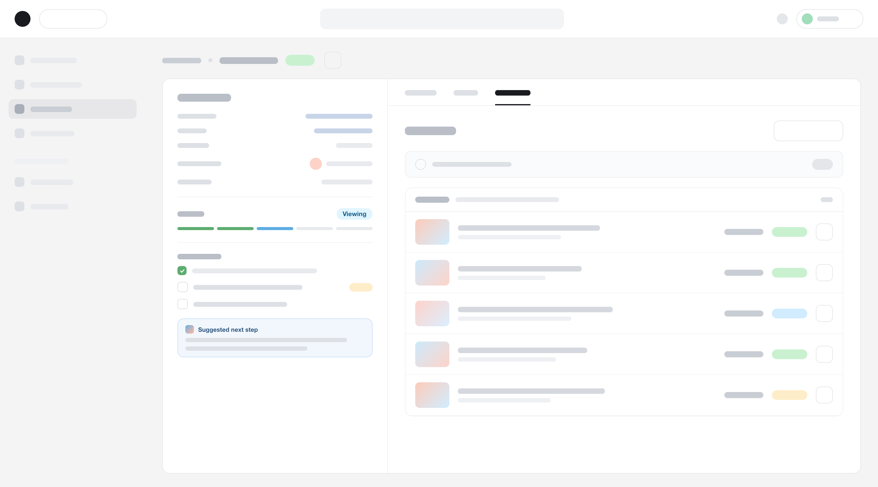 A contact record in Sonnco showing their details, matched properties, and an AI-suggested next step.